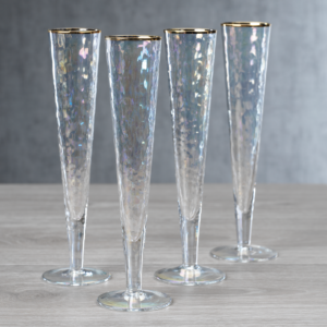Slim Luster Champagne Flute with Gold Rim Set of 4